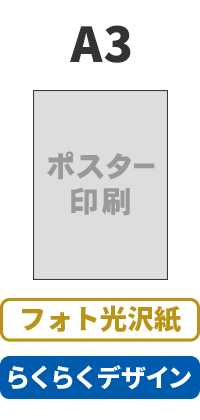 【らくらくデザイン】フォト光沢紙 ポスター A3(420mm×297mm)